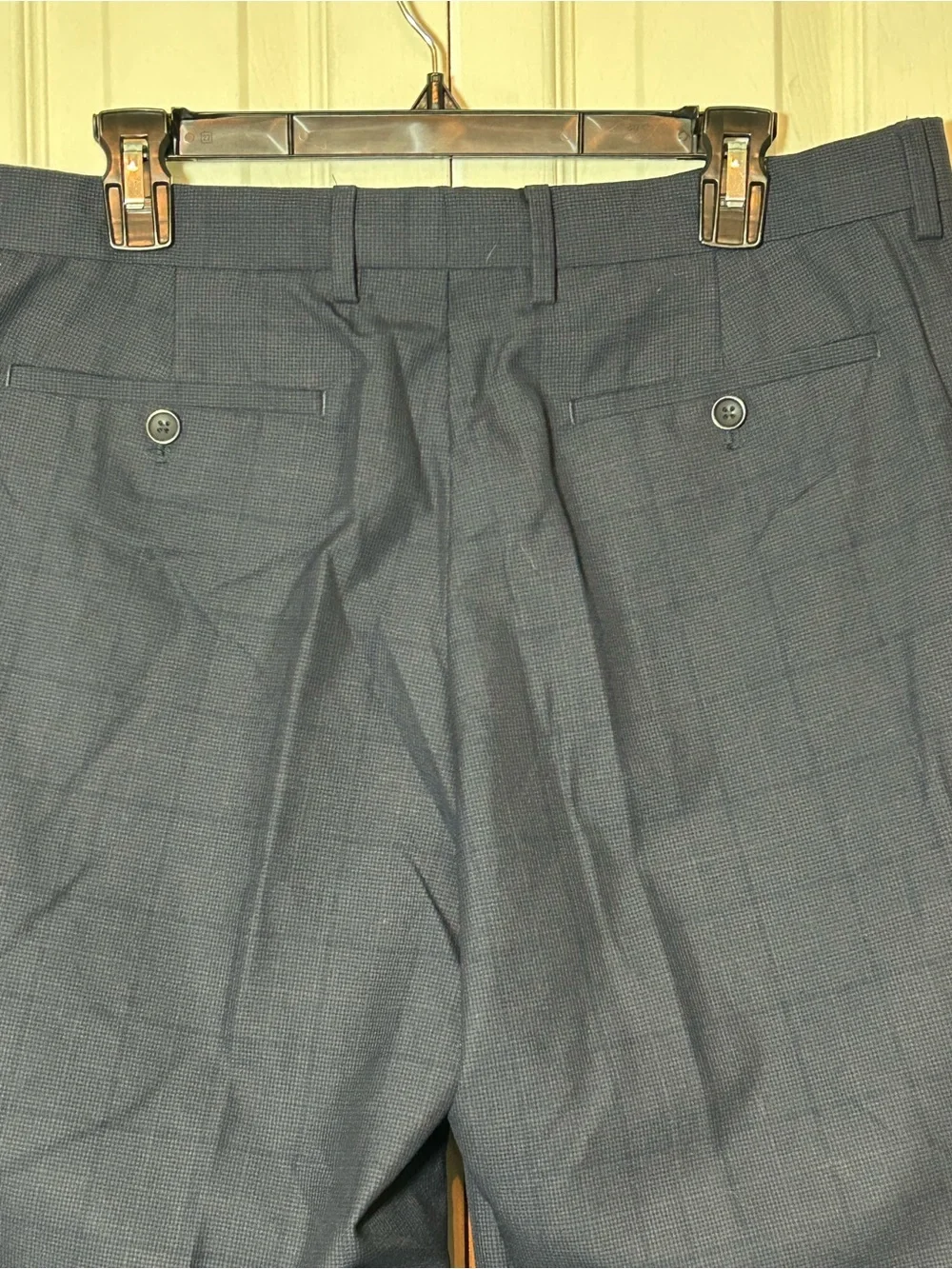 Banana Republic Men's Dress Pants 34x32 Standard Fit Non-Iron Navy Checkered